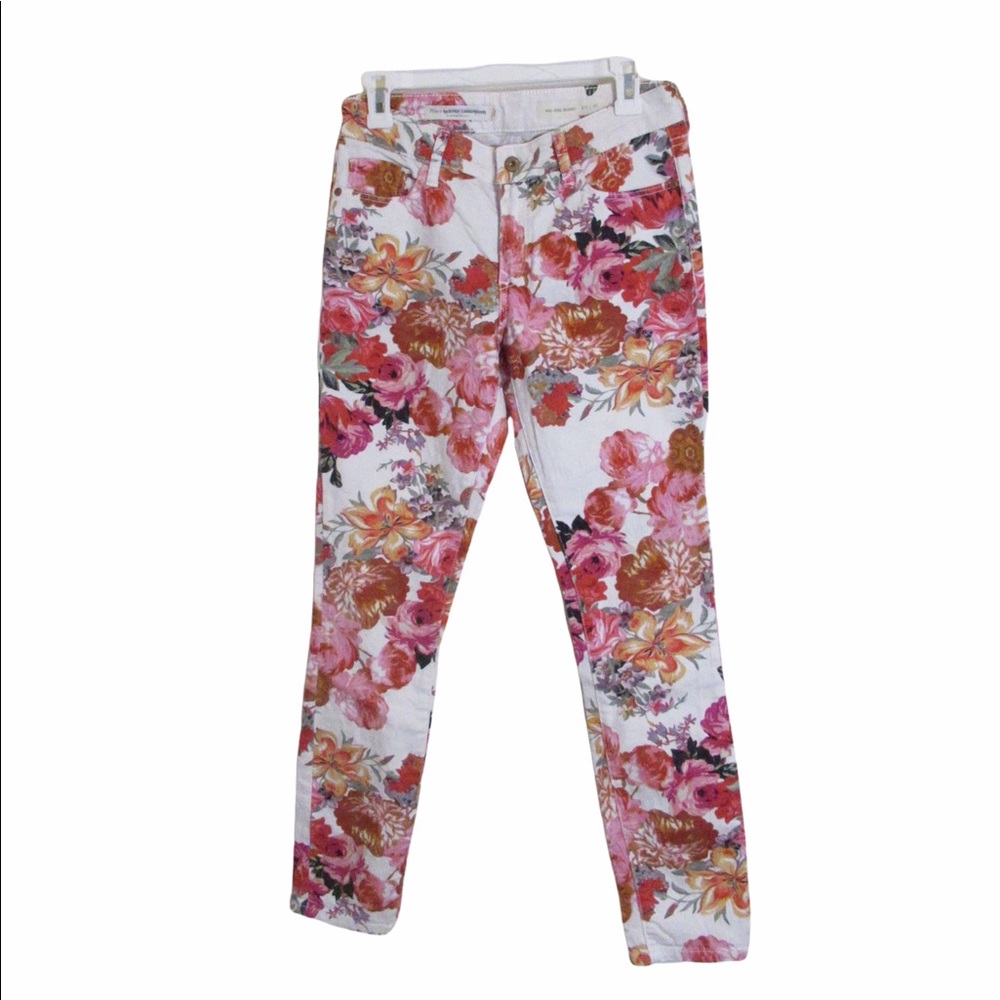 Pilcro Anthropologie Floral Jeans Mid-rise